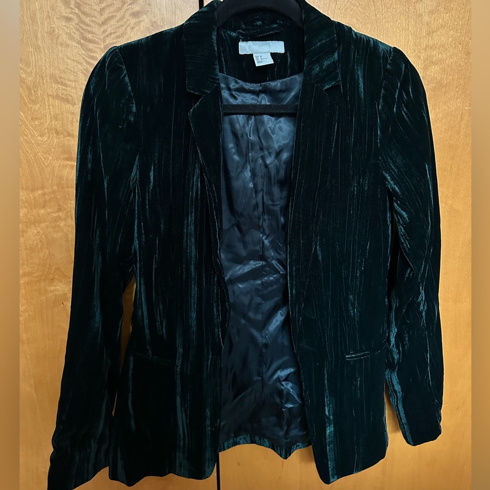 H&M Green Velvet Blazer
